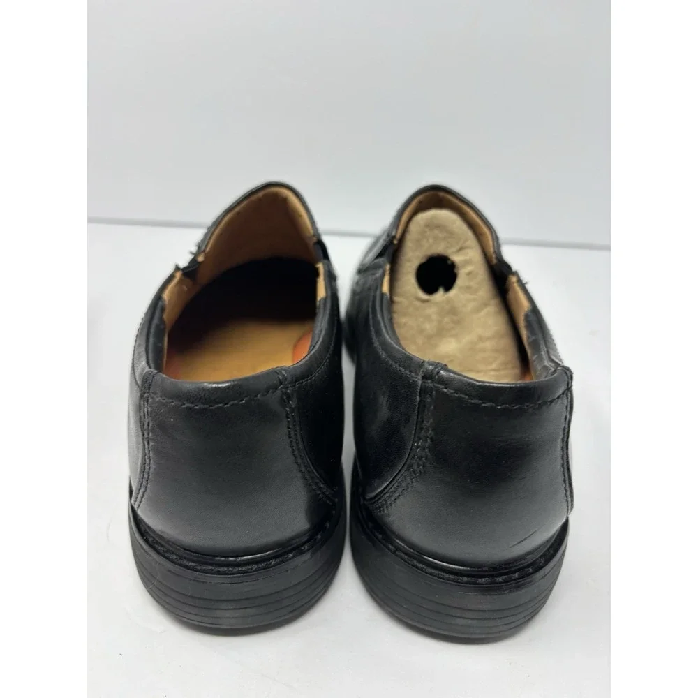 Clarks Unstructured Loafers Mens 9M Black Leather Square Toe Slip On 62156